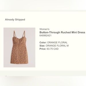Abercrombie mini dress. Size medium, rust color. Only worn once